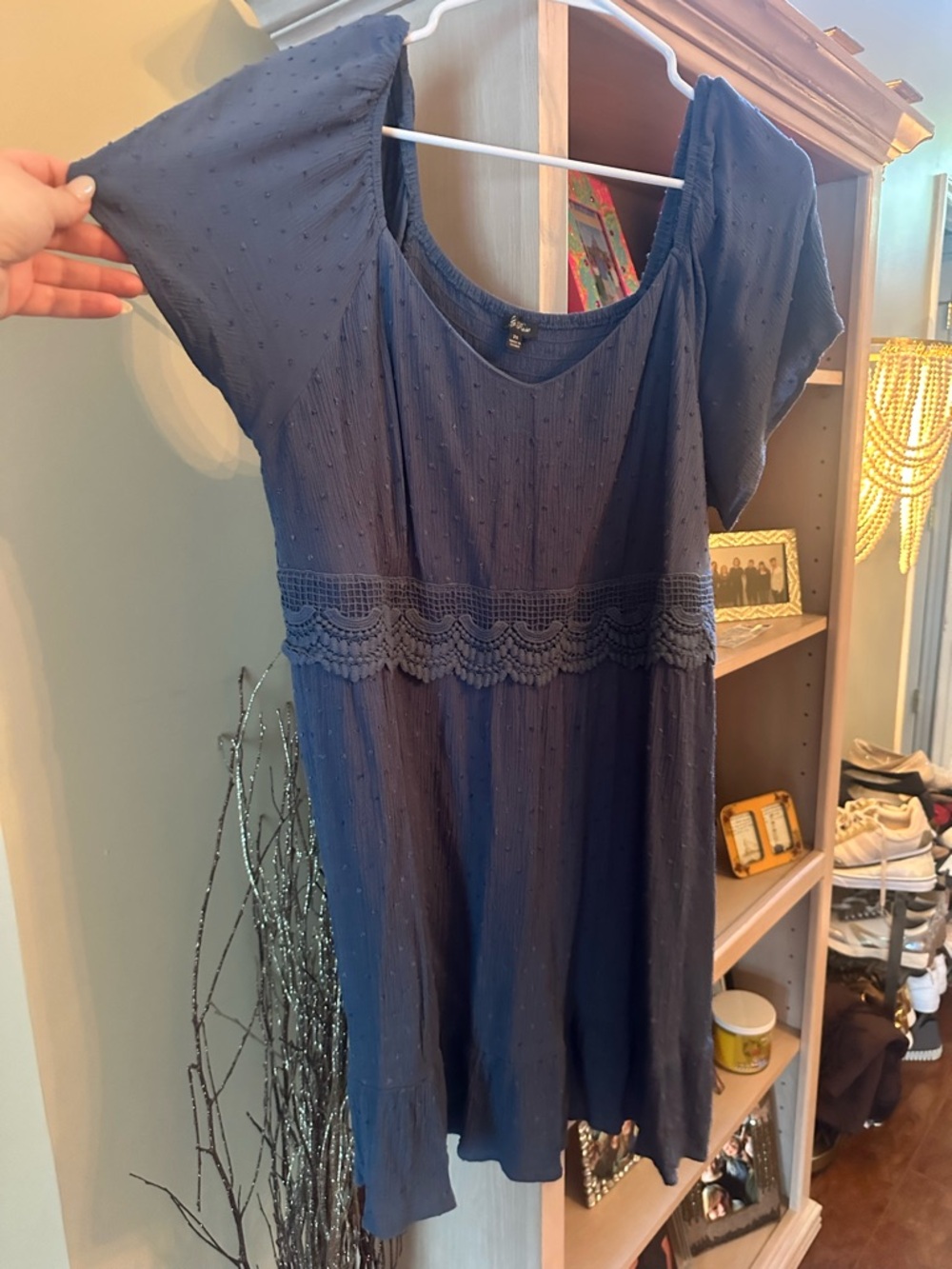 Blue embroidered dress 2X